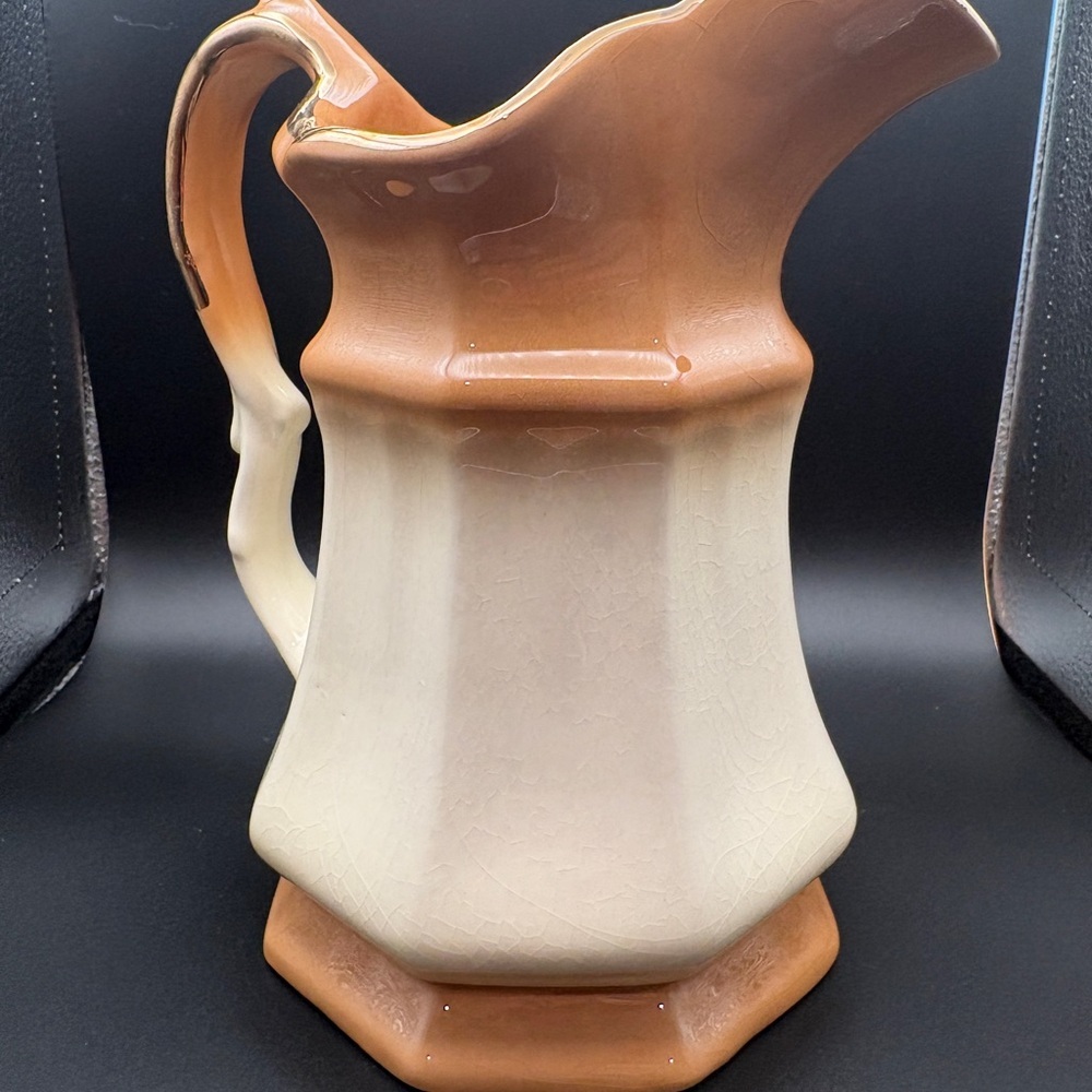 Vintage Imperial Pottery W/ Floral Transferware & 22k Gold Trim Ceramic Pitcher - Picture 8 of 15
